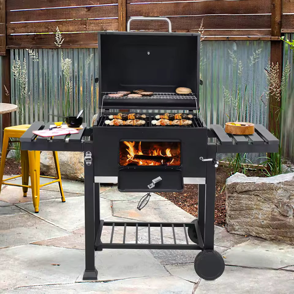 Large Charcoal BBQ Grill & Smoker – Outdoor Courtyard Oven