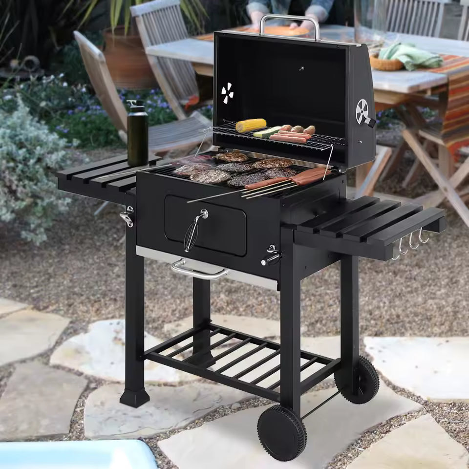 Large Charcoal BBQ Grill & Smoker – Outdoor Courtyard Oven
