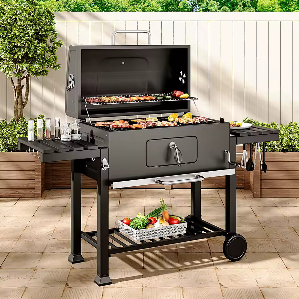 Large Charcoal BBQ Grill & Smoker – Outdoor Courtyard Oven