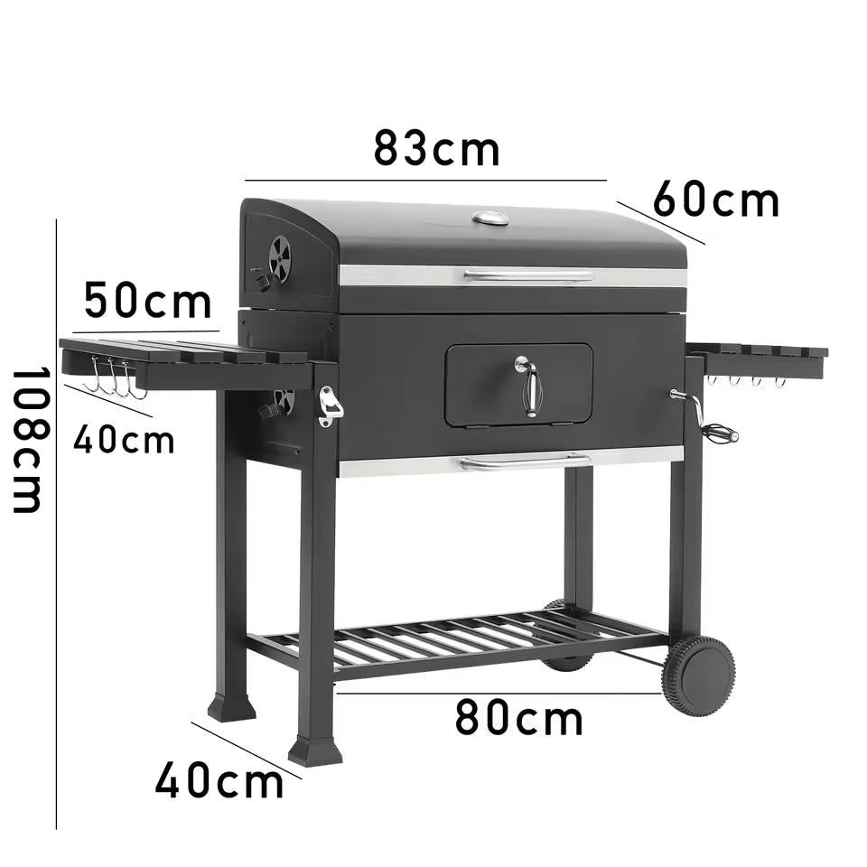 Large Charcoal BBQ Grill & Smoker – Outdoor Courtyard Oven