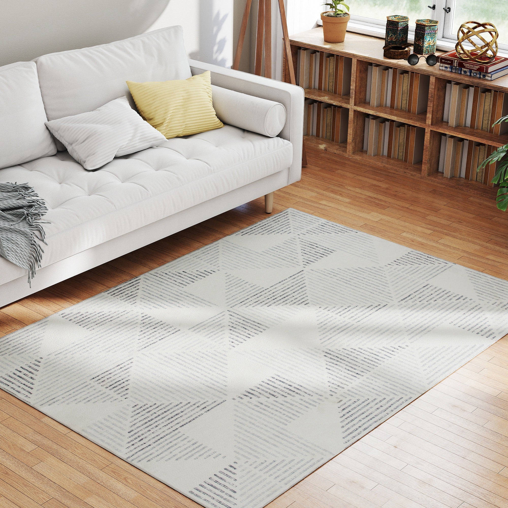 Modern Geometric Area Rug 170 x 120 cm – Soft Non-Slip Washable Carpet for Living Room, Bedroom & Home Office, Grey