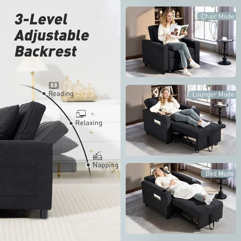 3-in-1 Single Sofa Bed - Convertible Sleeper Chair Bed