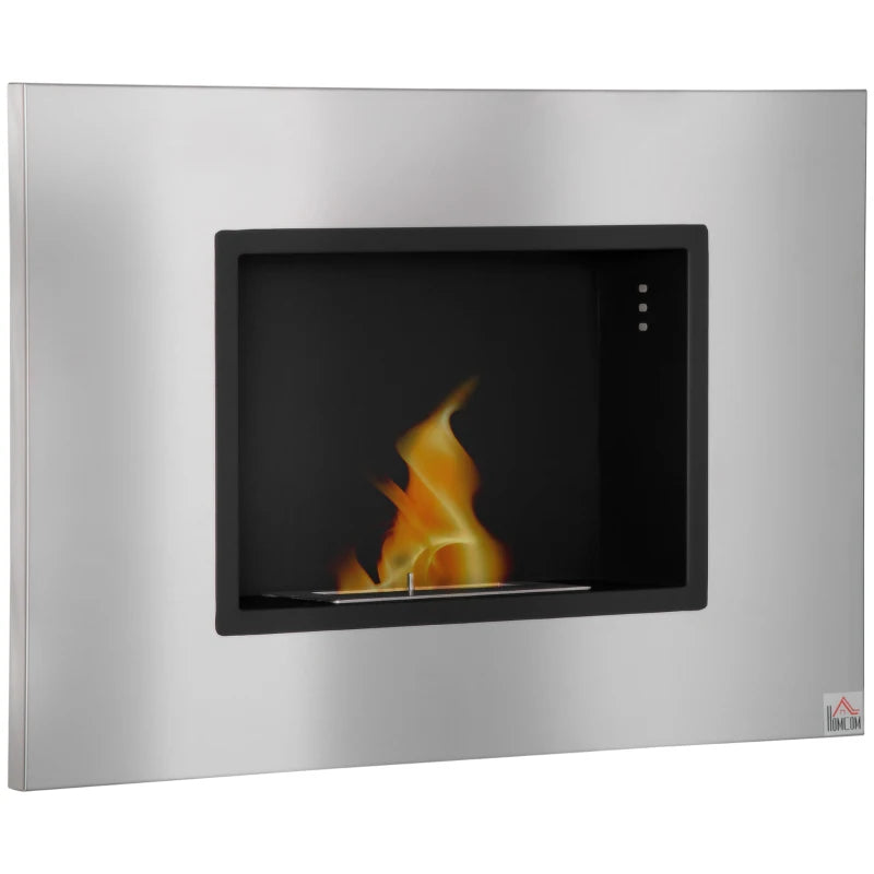 Wall Mounted Ethanol Fireplace - Stainless Steel Bioethanol Heater