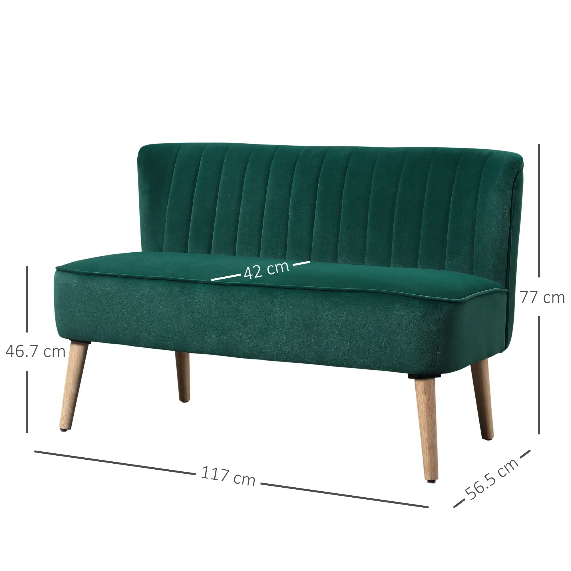 Modern Velvet Double Seat Sofa - Green