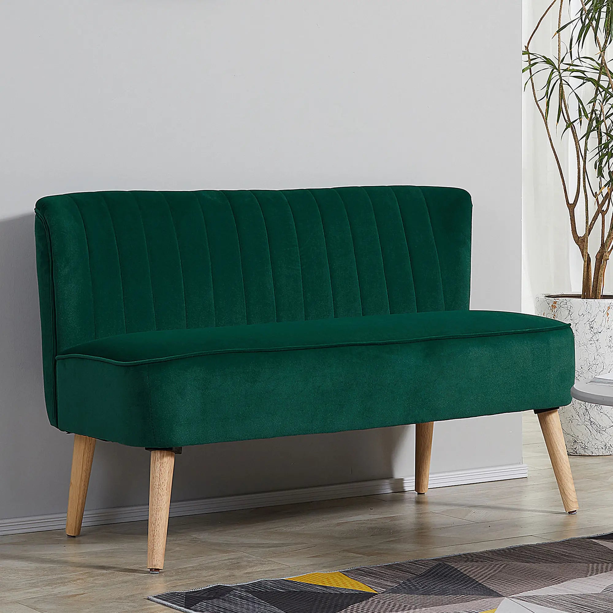 Modern Velvet Double Seat Sofa - Green