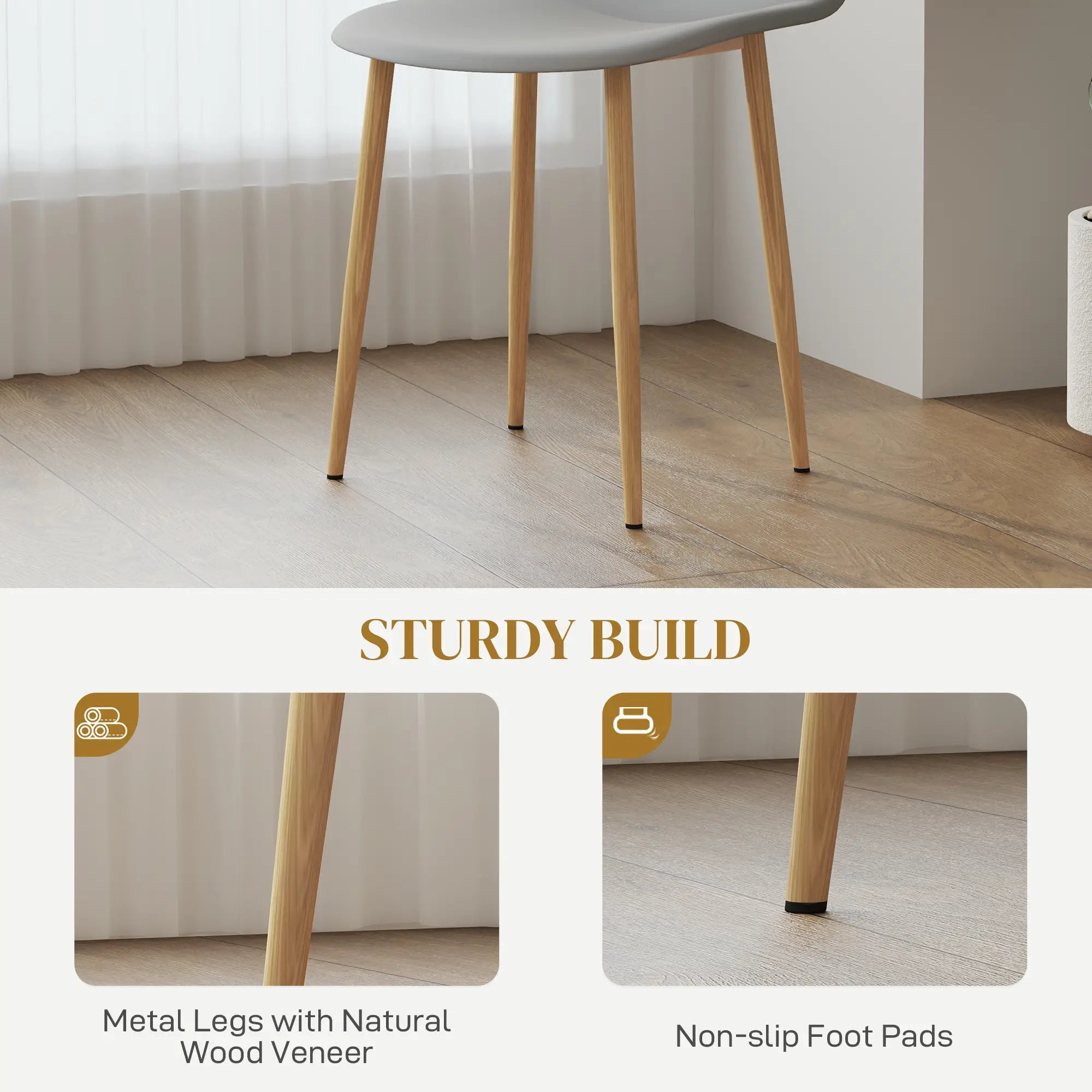 Modern Dining Chairs Set of 4 - Grey