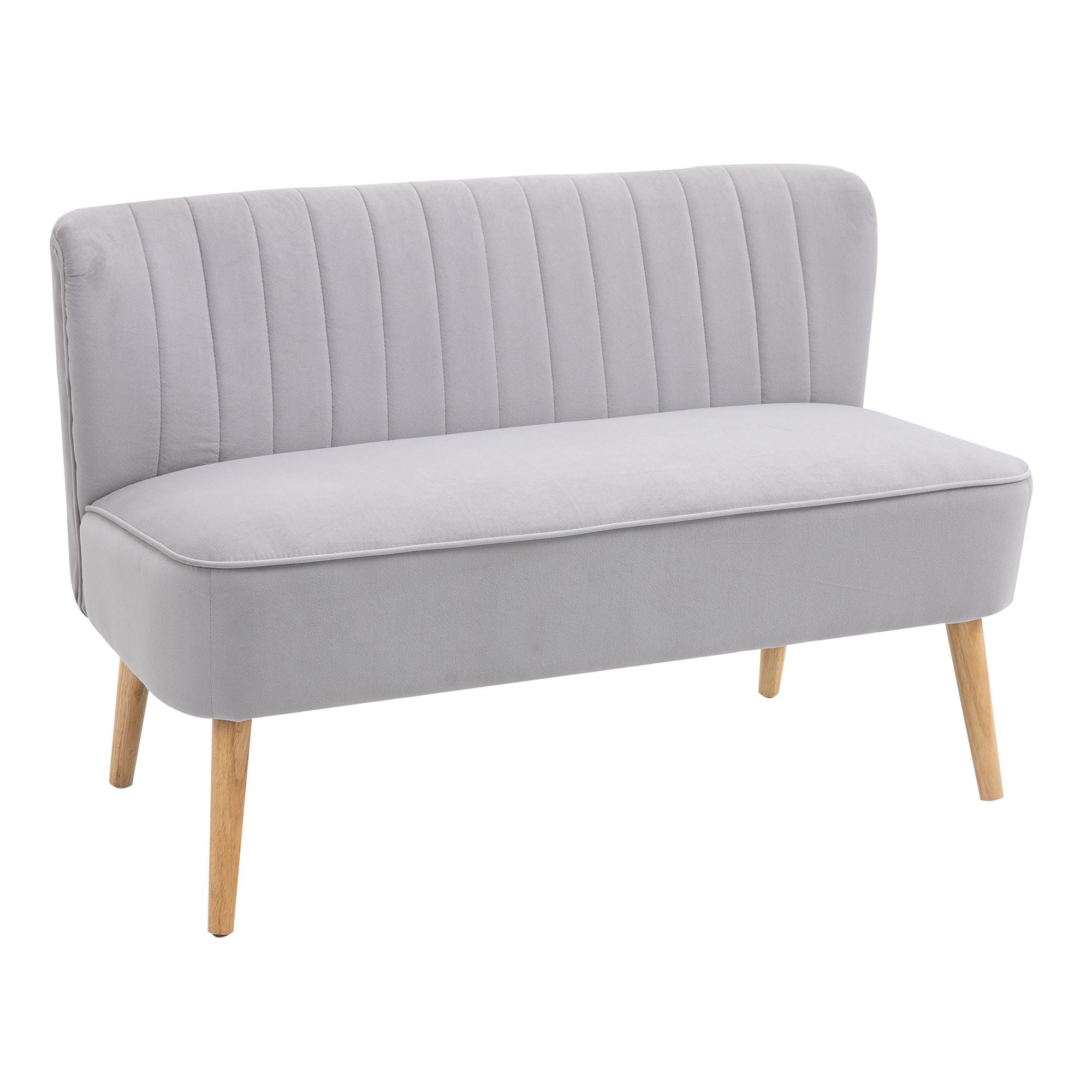 Modern Velvet Double Seat Sofa - Grey