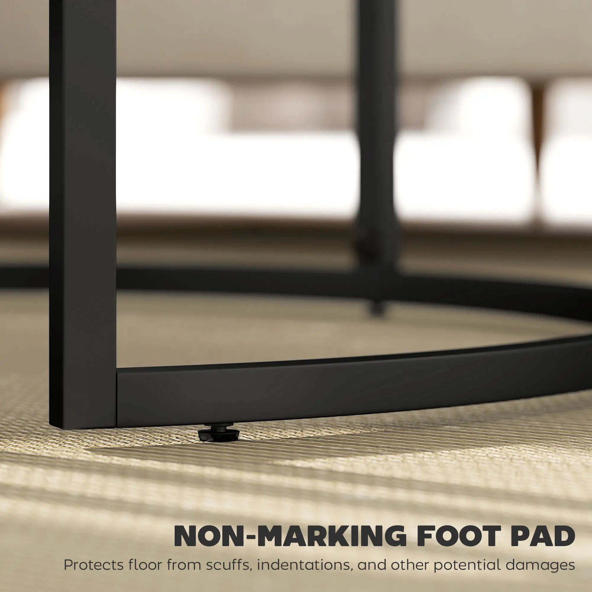 Industrial Nesting Coffee Tables Set of 2 – Round Faux Marble Top & Black Steel Frame, Space-Saving Living Room Tables