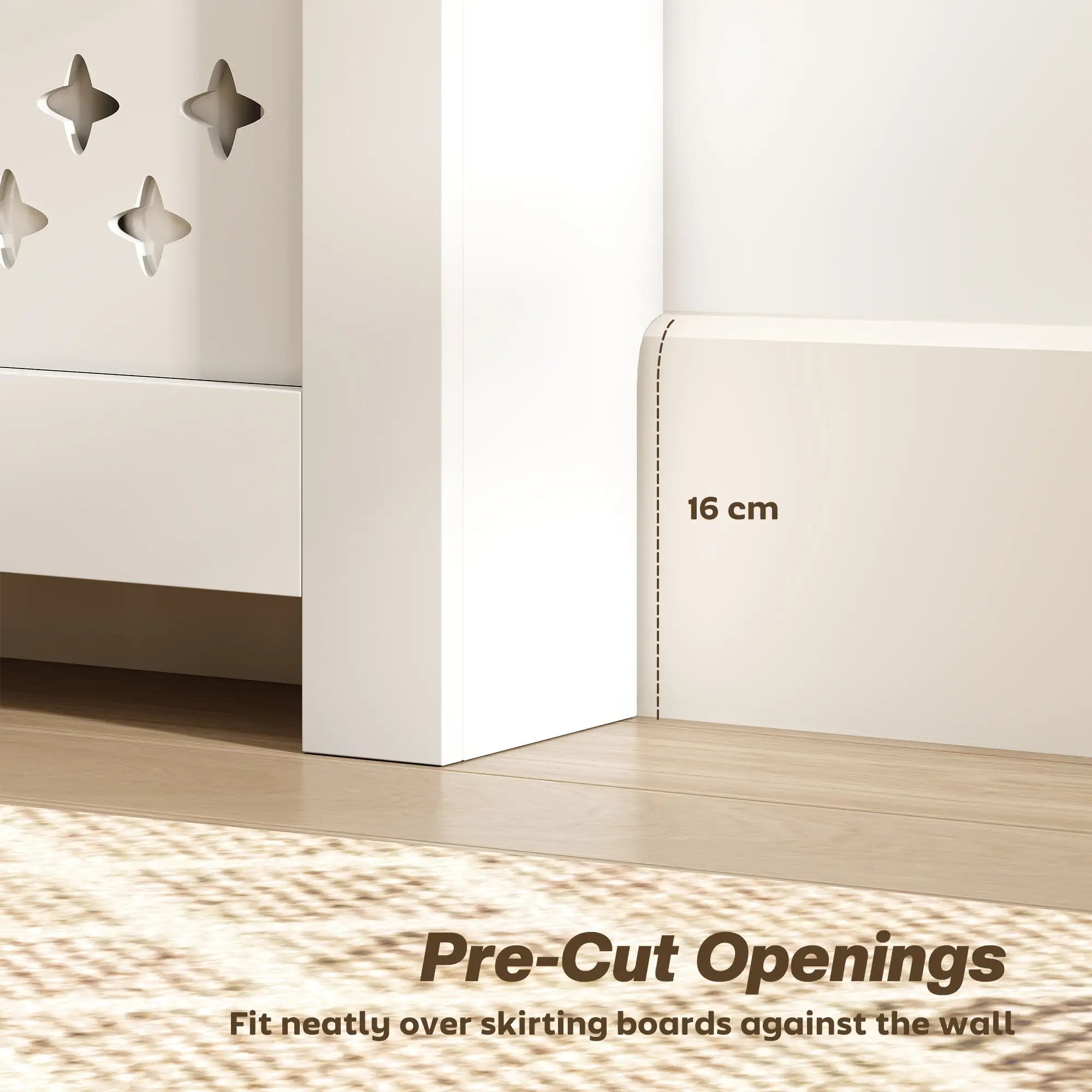 Modern Radiator Cover with 2 Flip-Down Drawers – White MDF Heater Cover Cabinet, 108 x 19 x 95.5 cm