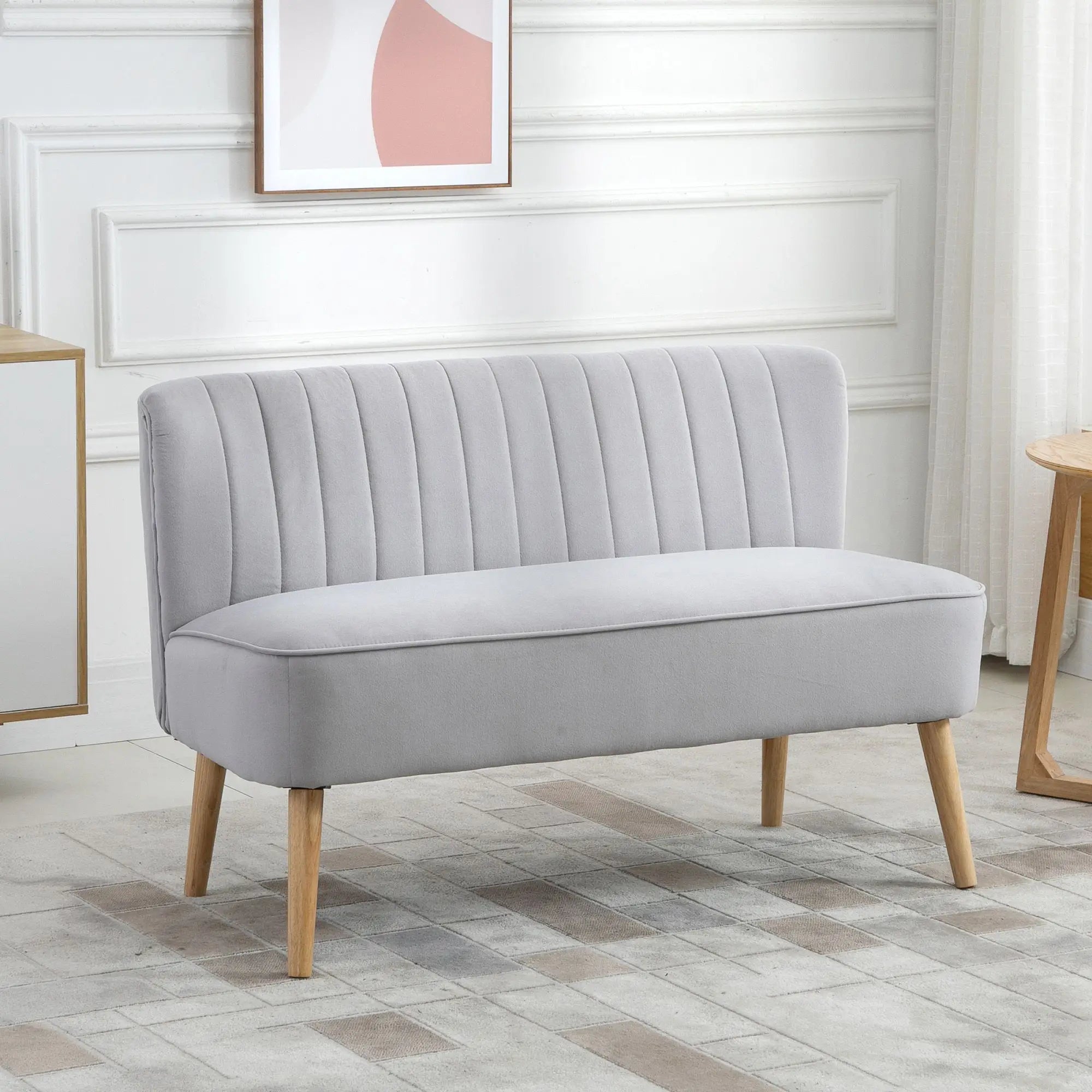 Modern Velvet Double Seat Sofa - Grey