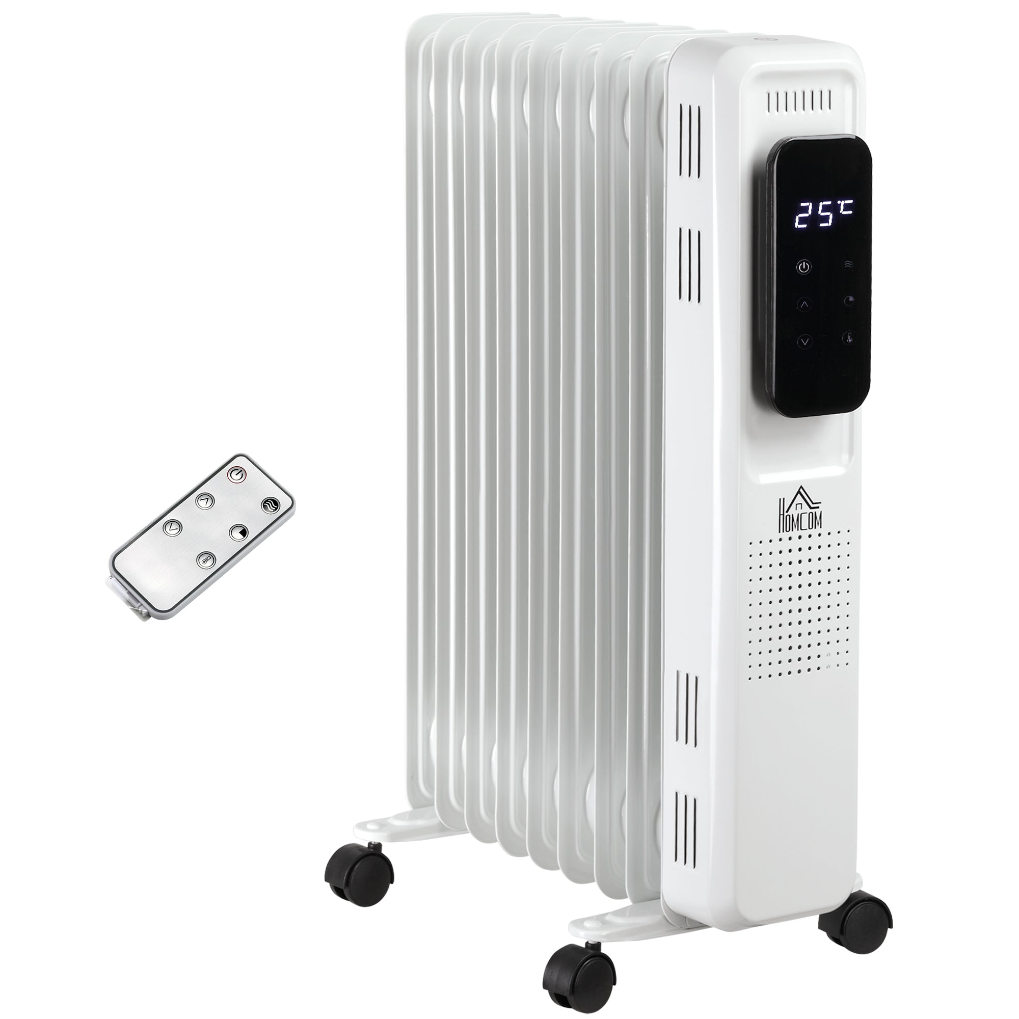 2000W Oil Filled Radiator - 9 Fin Portable Electric Heater with LED Display