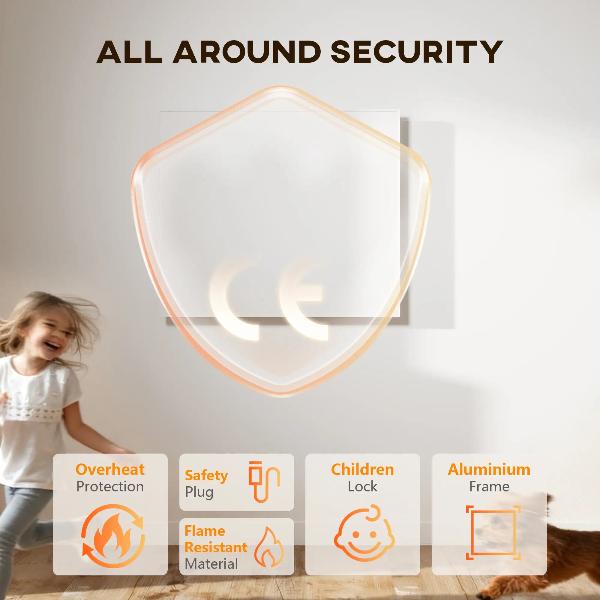 WiFi Smart Electric Heater – Far Infrared Wall Mounted Panel Heater with App & Remote Control, Ultra Slim, Energy Saving, White (170W / 400W / 520W)