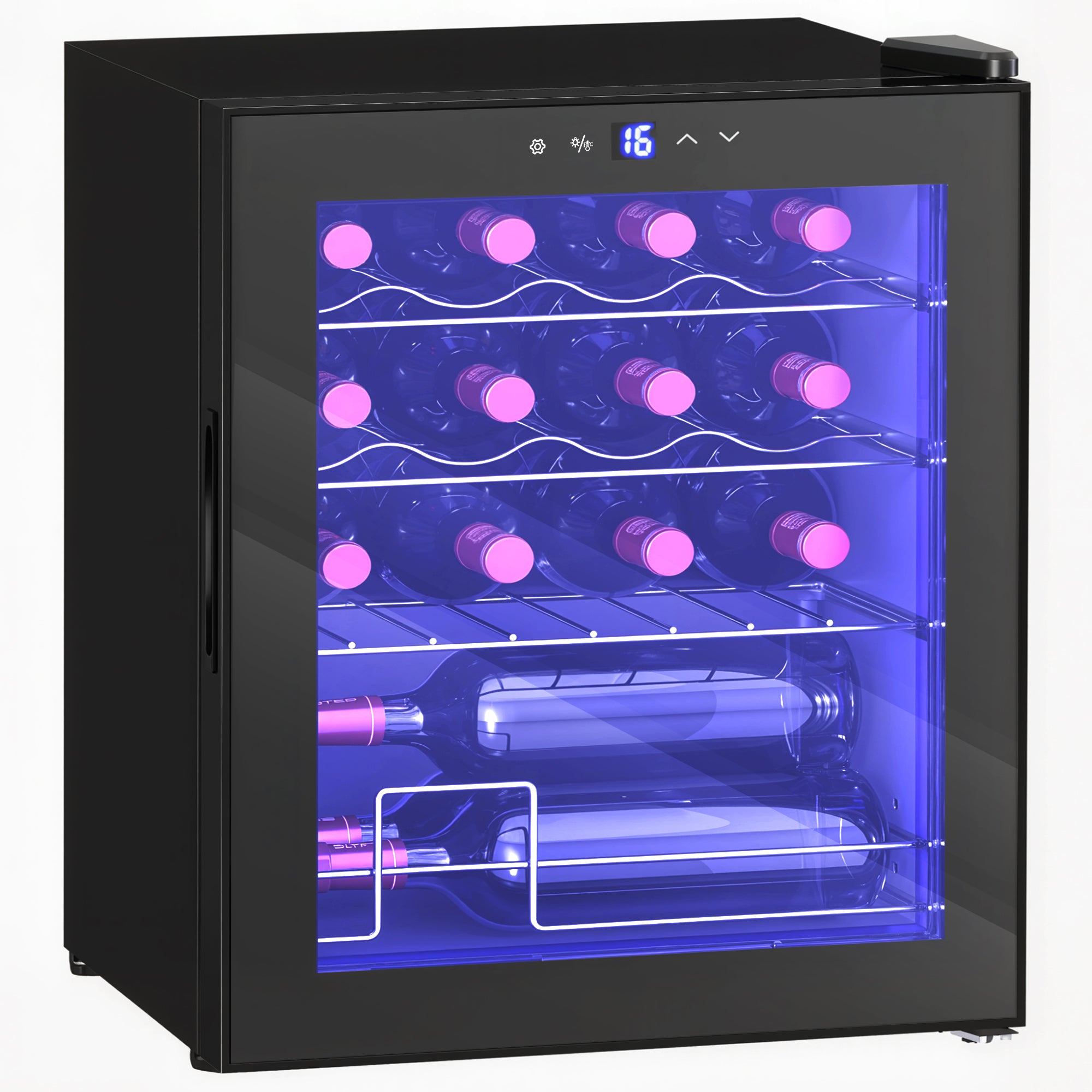 16-Bottle Wine Cooler Fridge 42L – Freestanding Wine Chiller with Touch Control & Adjustable Temperature, Black
