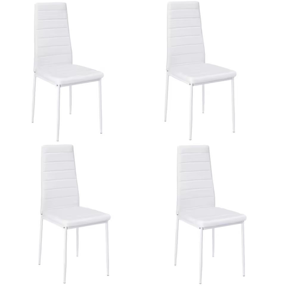 Set of 4 PU Leather Padded Dining Chairs – Metal Legs for Dining Room, Living Room & Home Office