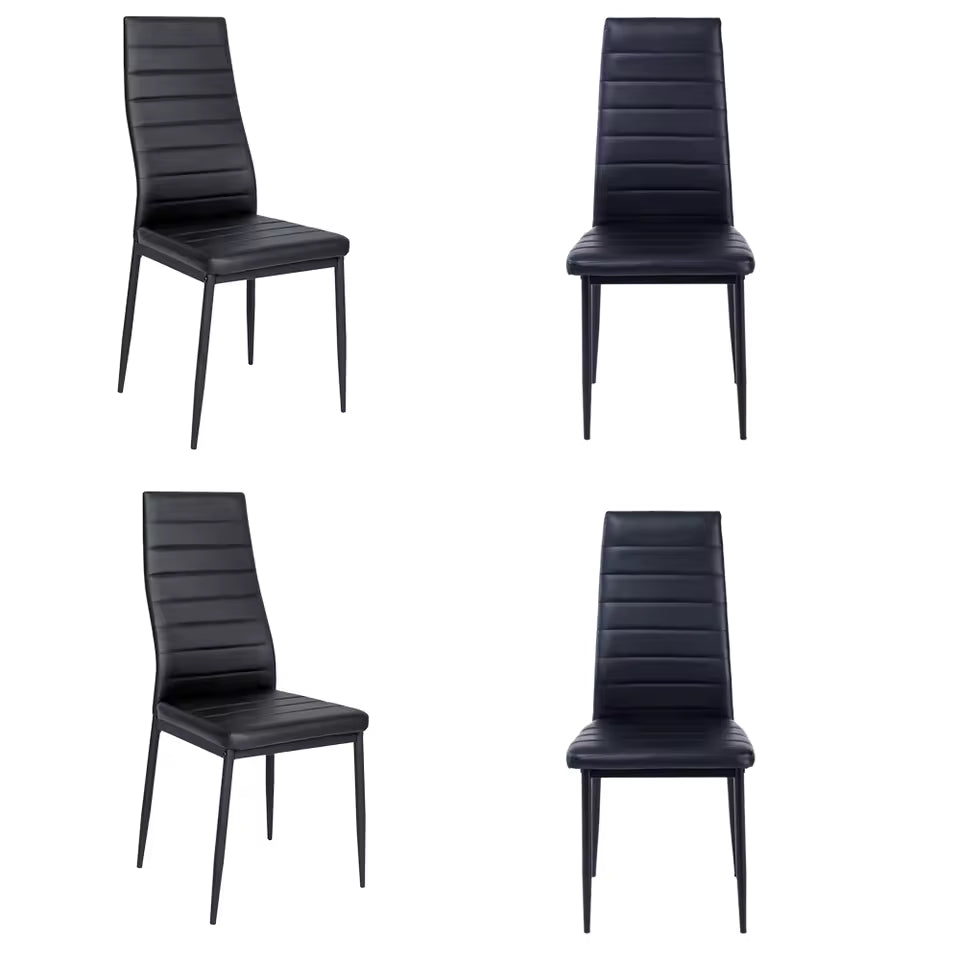 Set of 4 PU Leather Padded Dining Chairs – Metal Legs for Dining Room, Living Room & Home Office