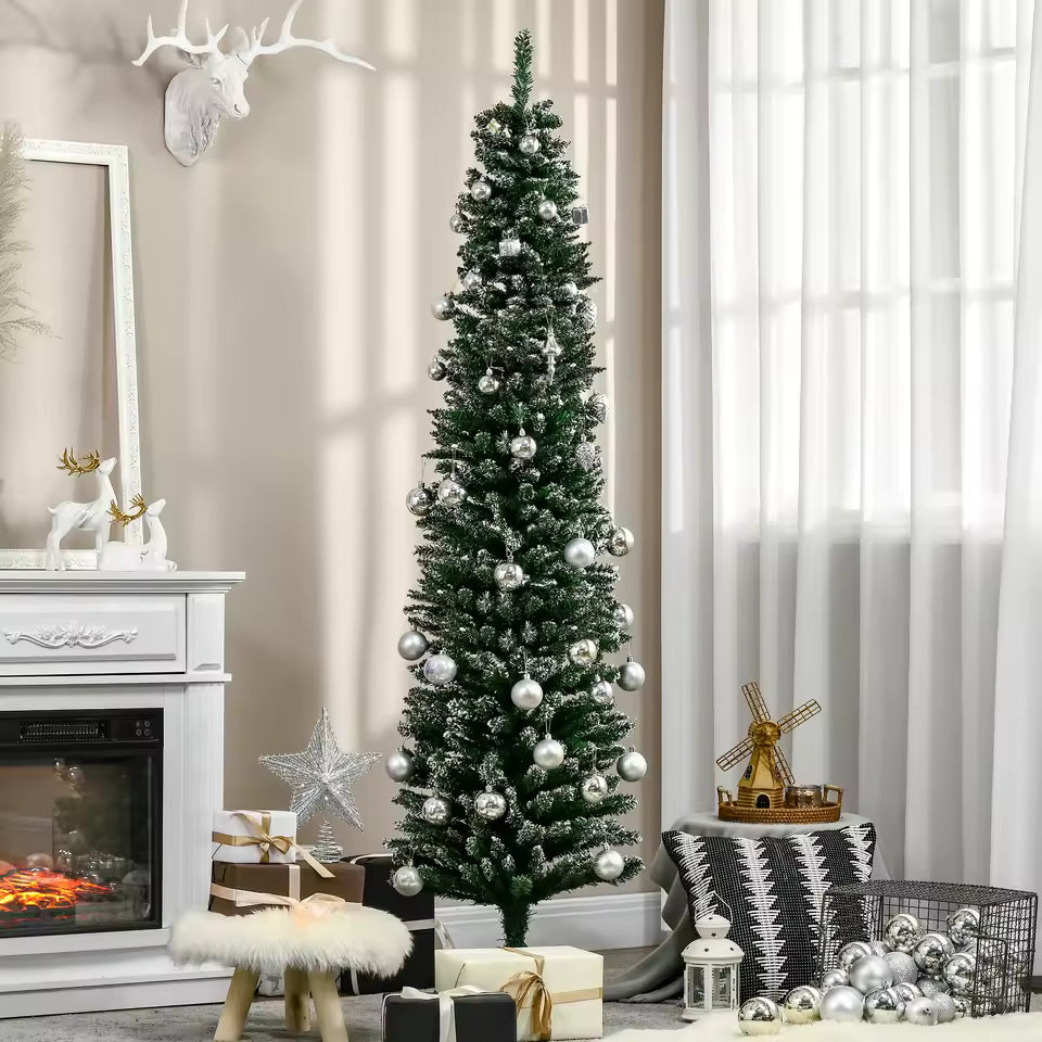 6ft Artificial Snow-Dipped Christmas Tree – Frosted Winter Pine with Metal Stand