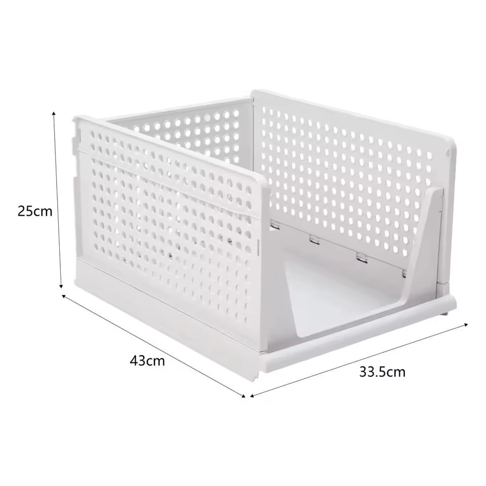 Foldable Stackable Drawer Storage Basket – Plastic Wardrobe Organiser (3 Sizes) | 3 for 2 Mix & Match