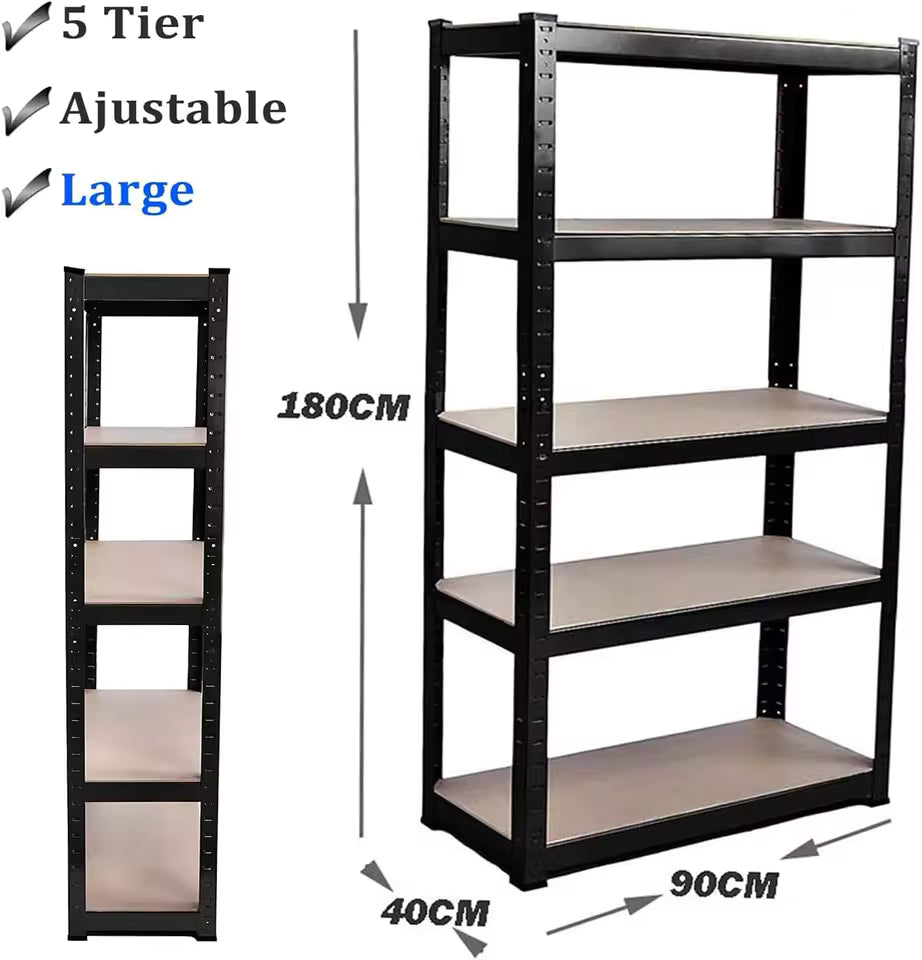 5-Tier Boltless Metal Shelf – Adjustable Storage Rack for Garage, Shed & Warehouse