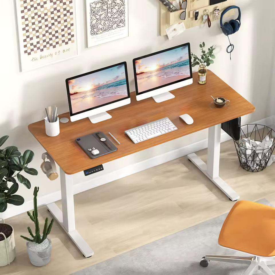 Electric Height Adjustable Standing Desk – 55" Sit Stand Office Desk with 3 Memory Settings & Cable Management