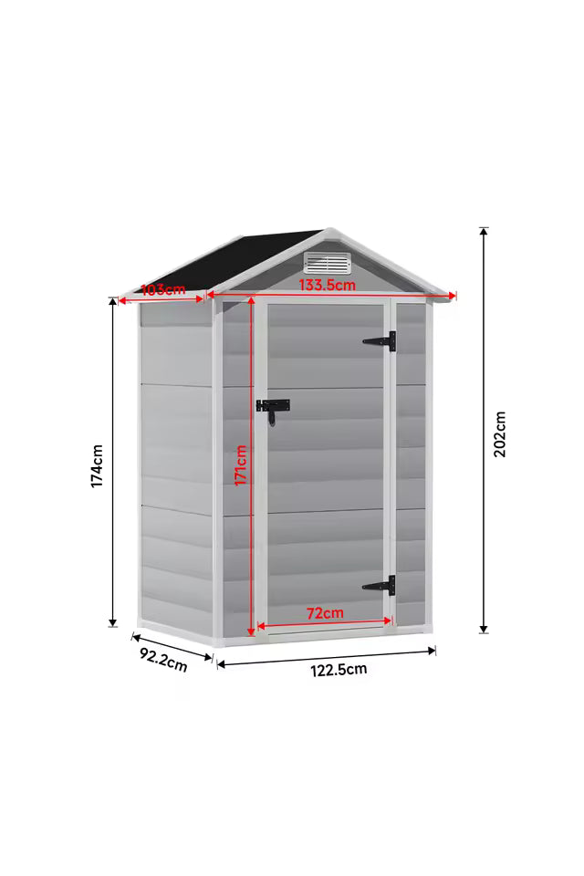 Outdoor Plastic Resin Storage Shed with Floor – Lockable Garden Tool Shed for Patio & Backyard