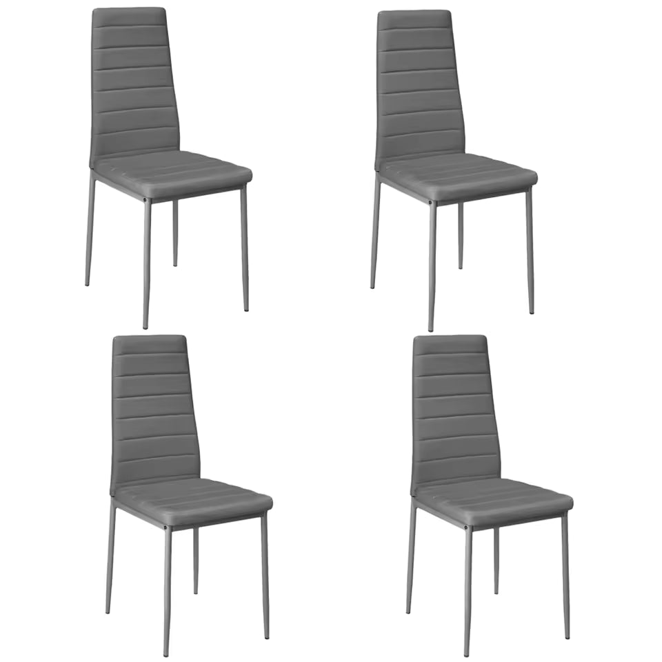 Set of 4 PU Leather Padded Dining Chairs – Metal Legs for Dining Room, Living Room & Home Office