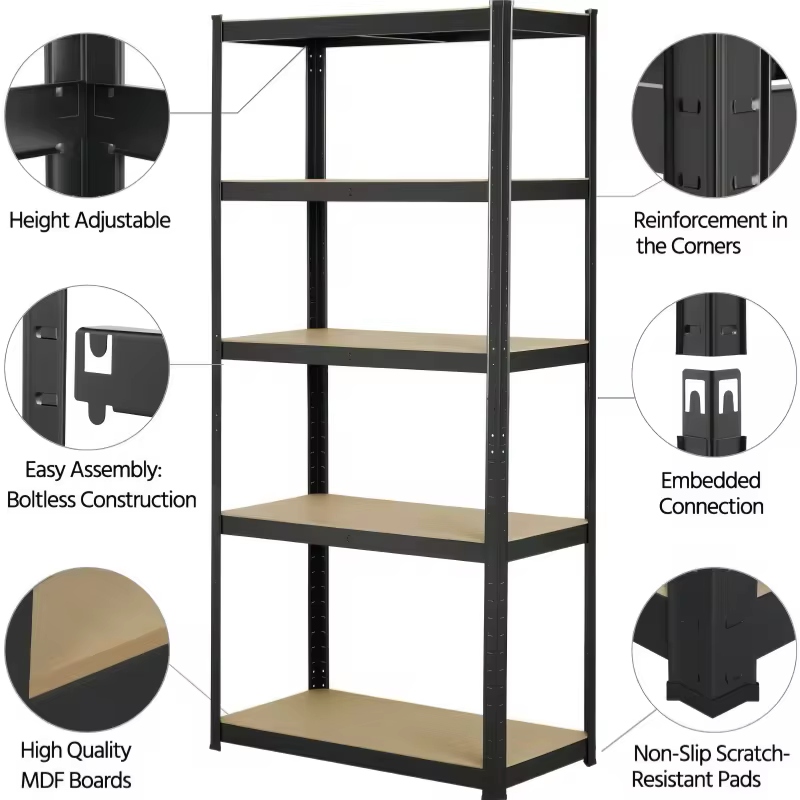 5-Tier Boltless Metal Shelf – Adjustable Storage Rack for Garage, Shed & Warehouse