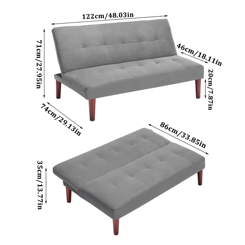 Small Modern 2-Seater Padded Convertible Sofa Bed