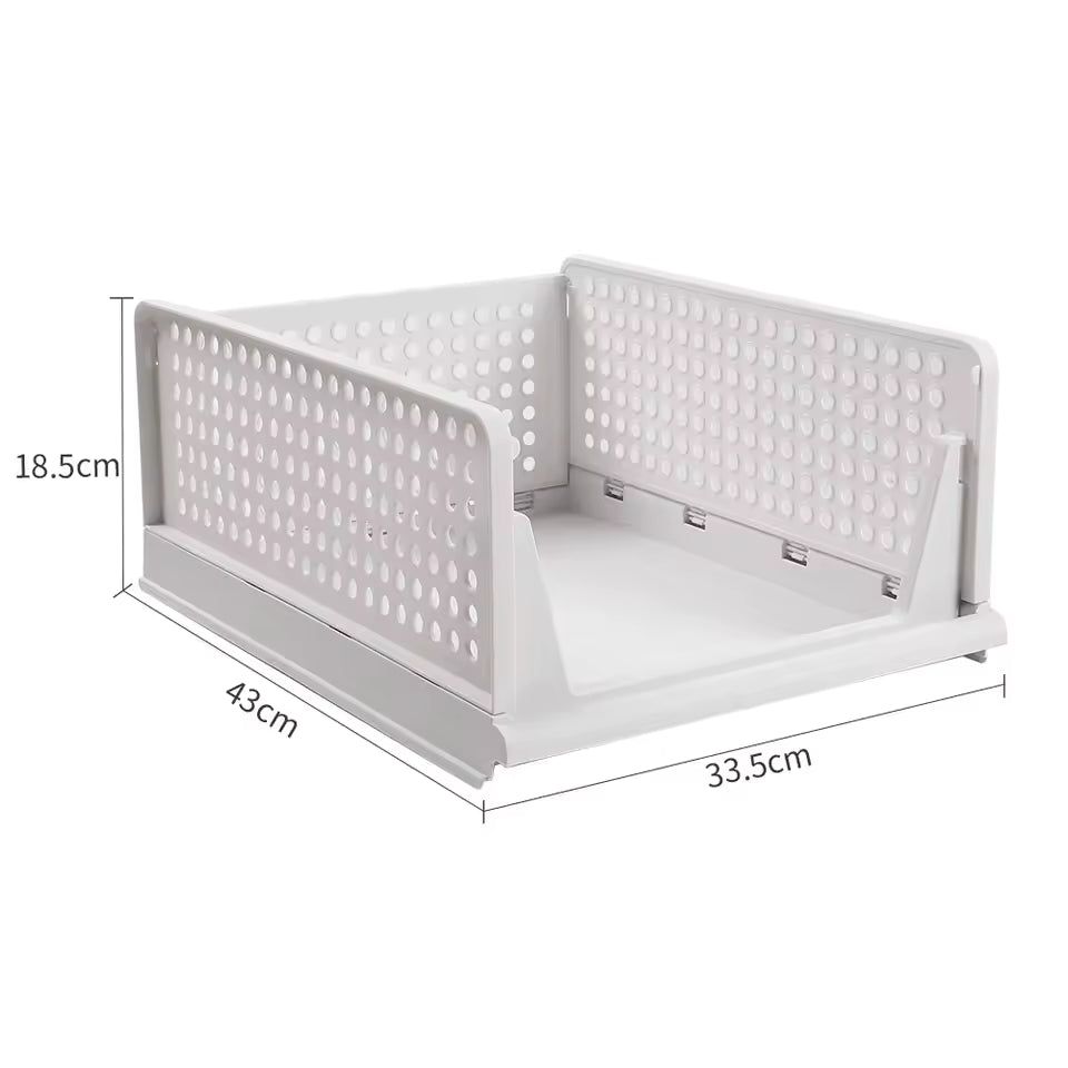 Foldable Stackable Drawer Storage Basket – Plastic Wardrobe Organiser (3 Sizes) | 3 for 2 Mix & Match