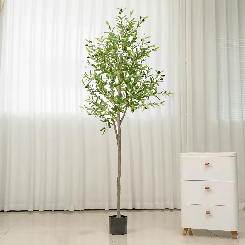 180cm Artificial Olive Tree with Pot – Tall Faux Plant with Fruit for Home & Office Decoration
