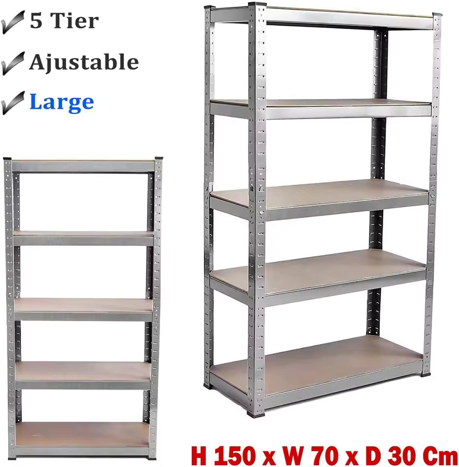 5-Tier Boltless Metal Shelf – Adjustable Storage Rack for Garage, Shed & Warehouse