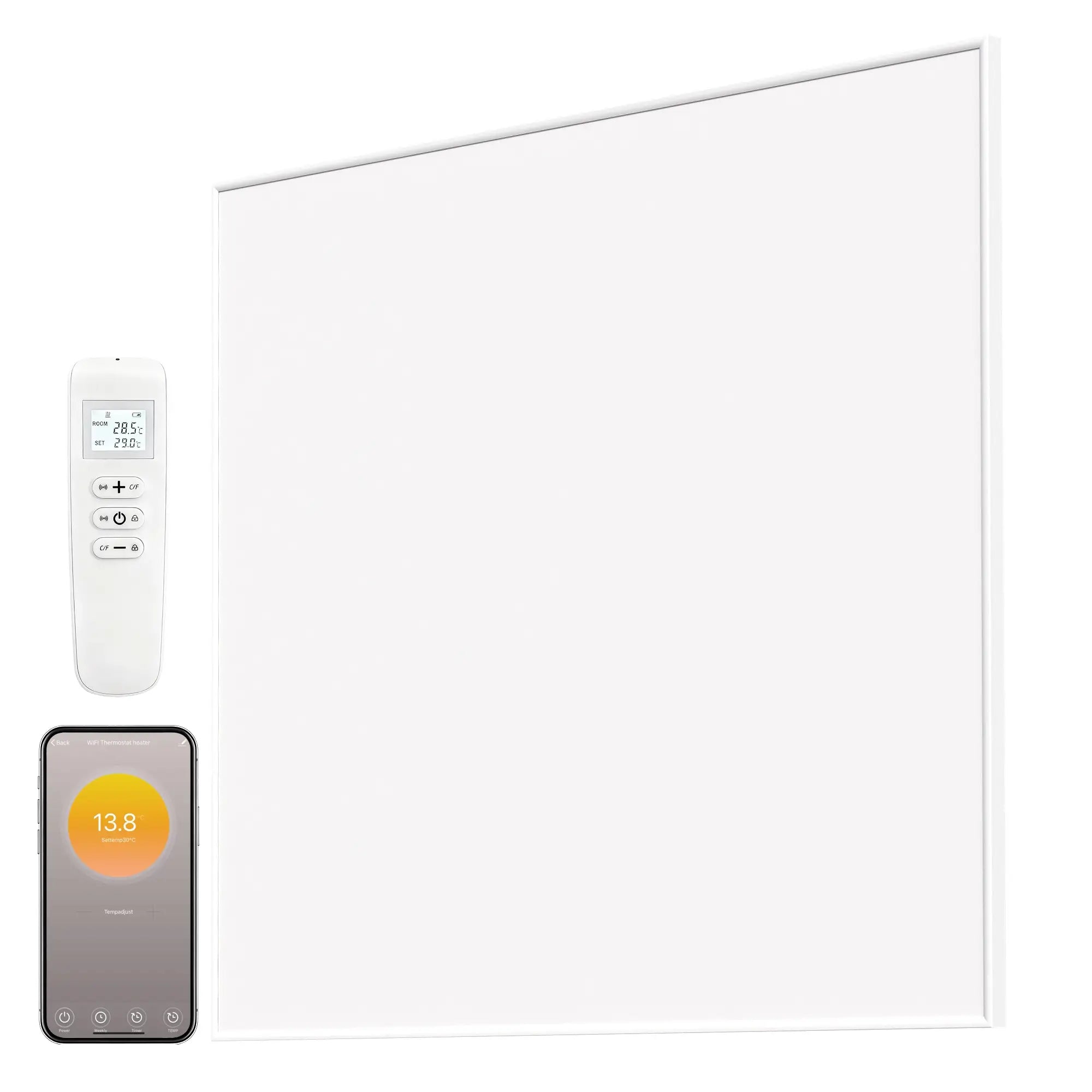 WiFi Smart Electric Heater – Far Infrared Wall Mounted Panel Heater with App & Remote Control, Ultra Slim, Energy Saving, White (170W / 400W / 520W)