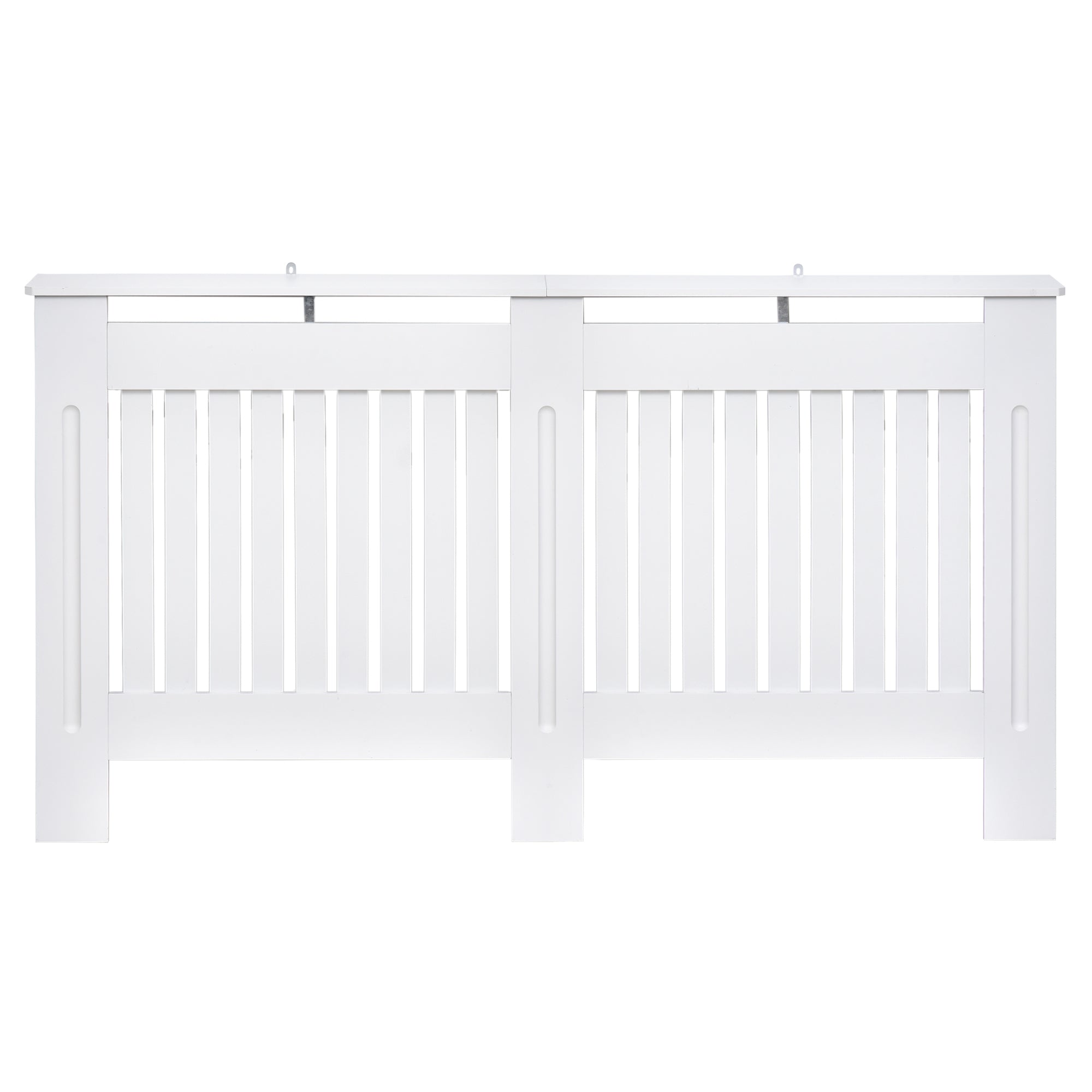 Slatted Radiator Cover Cabinet with Storage Shelf – Modern MDF White Painted Heater Cover, 152 x 19 x 81 cm