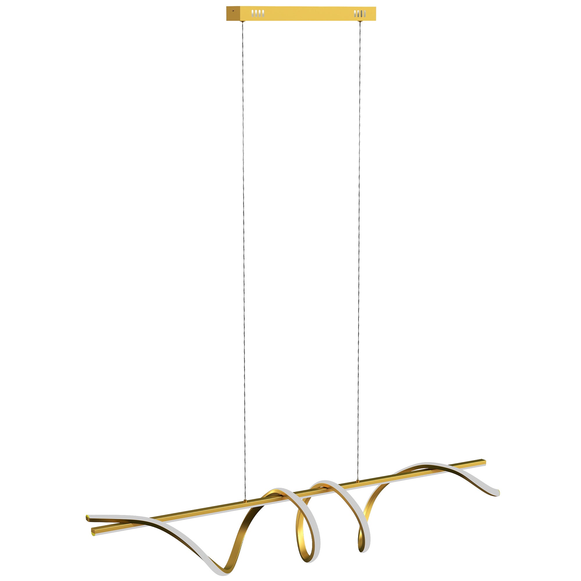 Modern LED Pendant Light with 3 Colour Temperatures – Gold Tone, Adjustable Height, 45W, 3500 Lumens, 120 cm