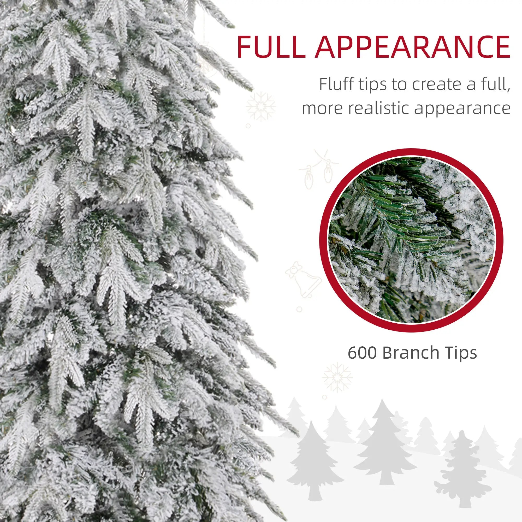 6ft Snow-Covered Pencil Christmas Tree – Unlit Artificial Tree with 600 Tips & Metal Stand