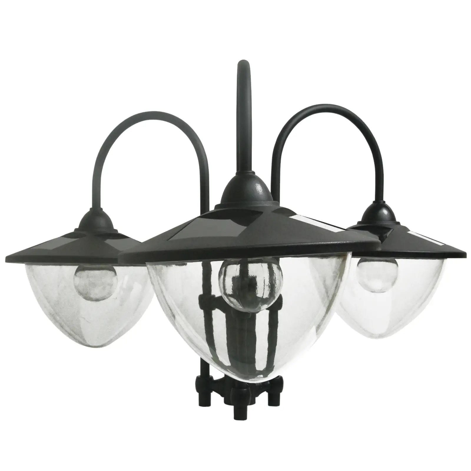 189cm 3-Head Solar Lamp Post with Planter Base, Automatic On/Off Outdoor LED Street Light, IP44 Waterproof Garden Lighting – Black