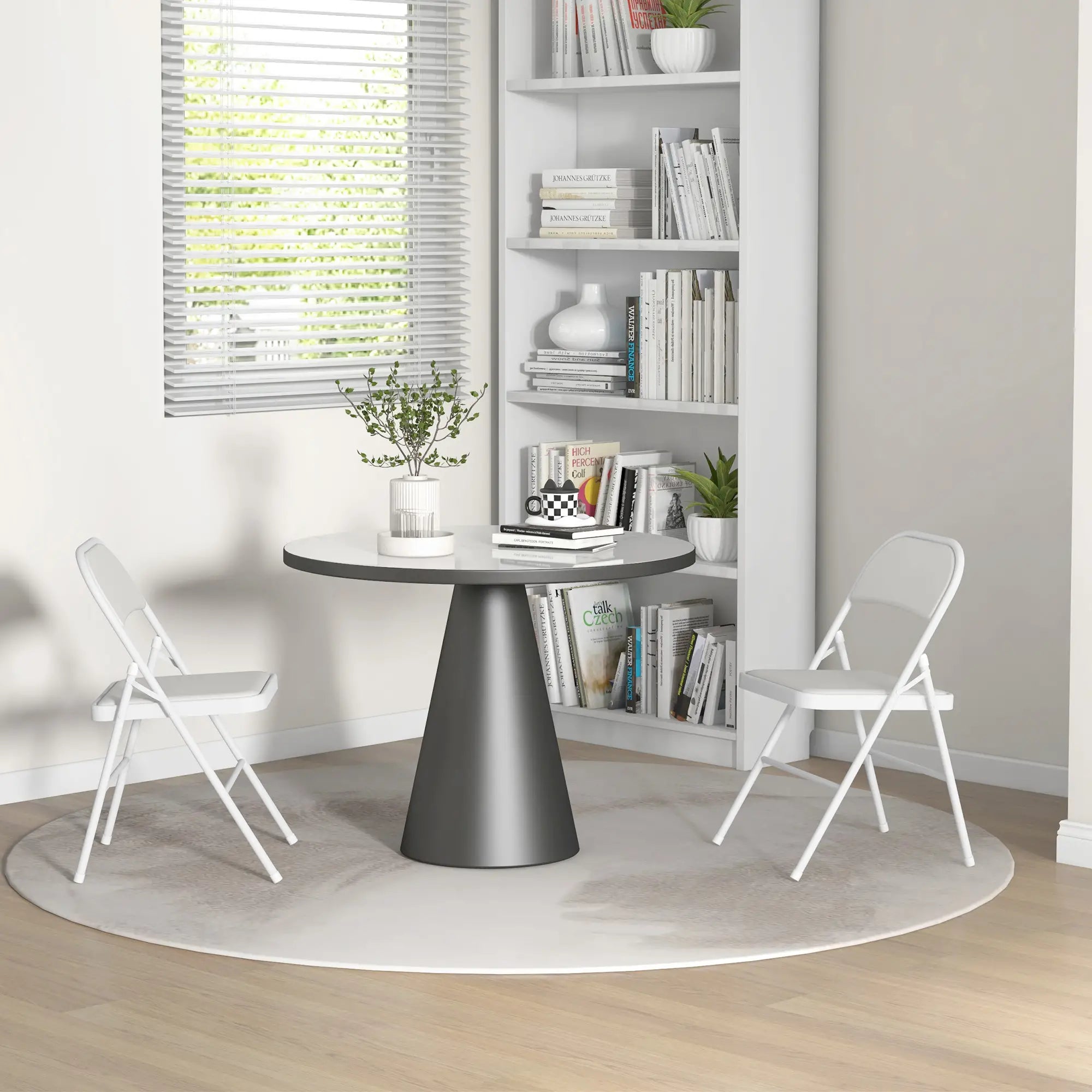 Set of 2 Cushioned Folding Chairs – White Foldable Steel Frame Chairs with Padded Seat & Back