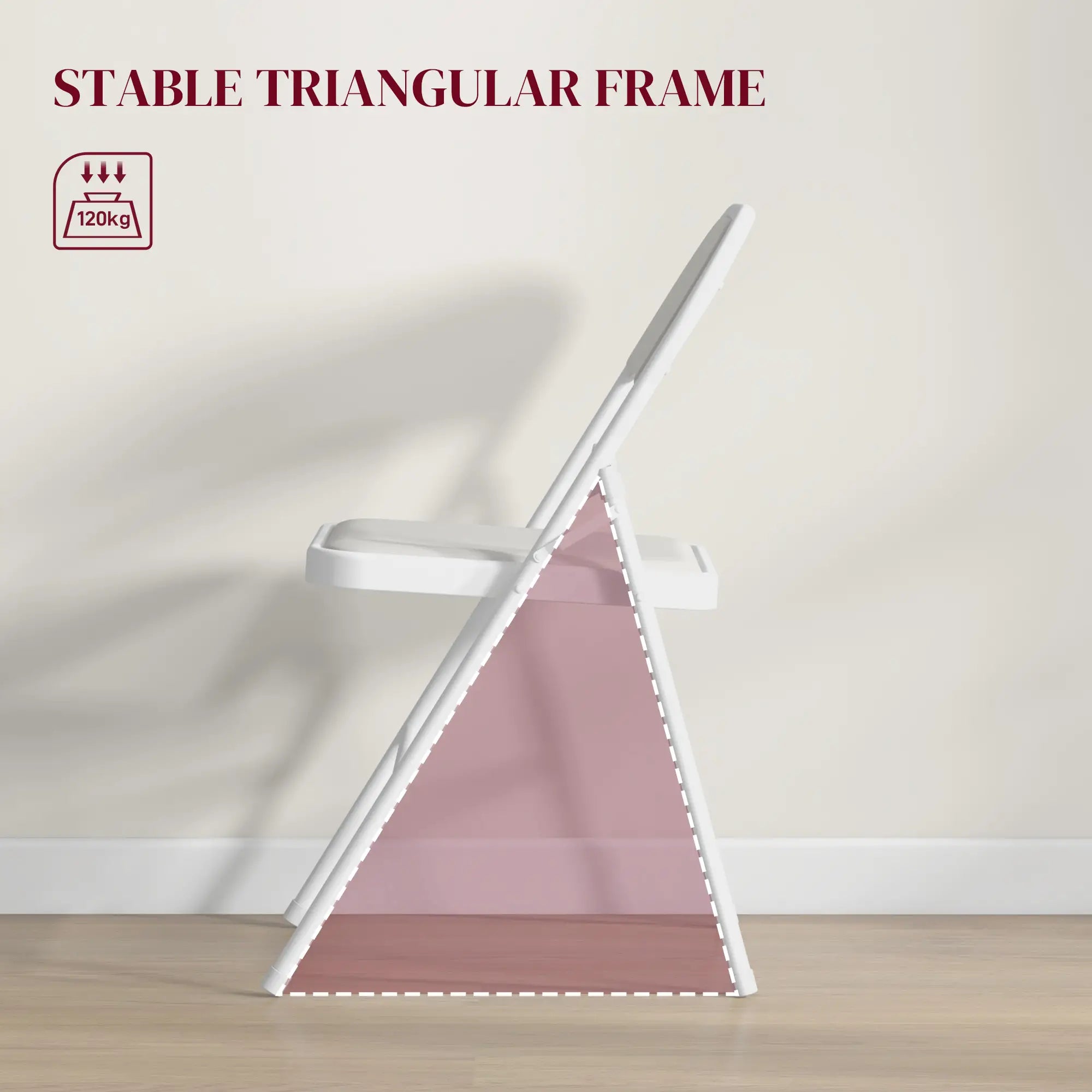 Set of 2 Cushioned Folding Chairs – White Foldable Steel Frame Chairs with Padded Seat & Back