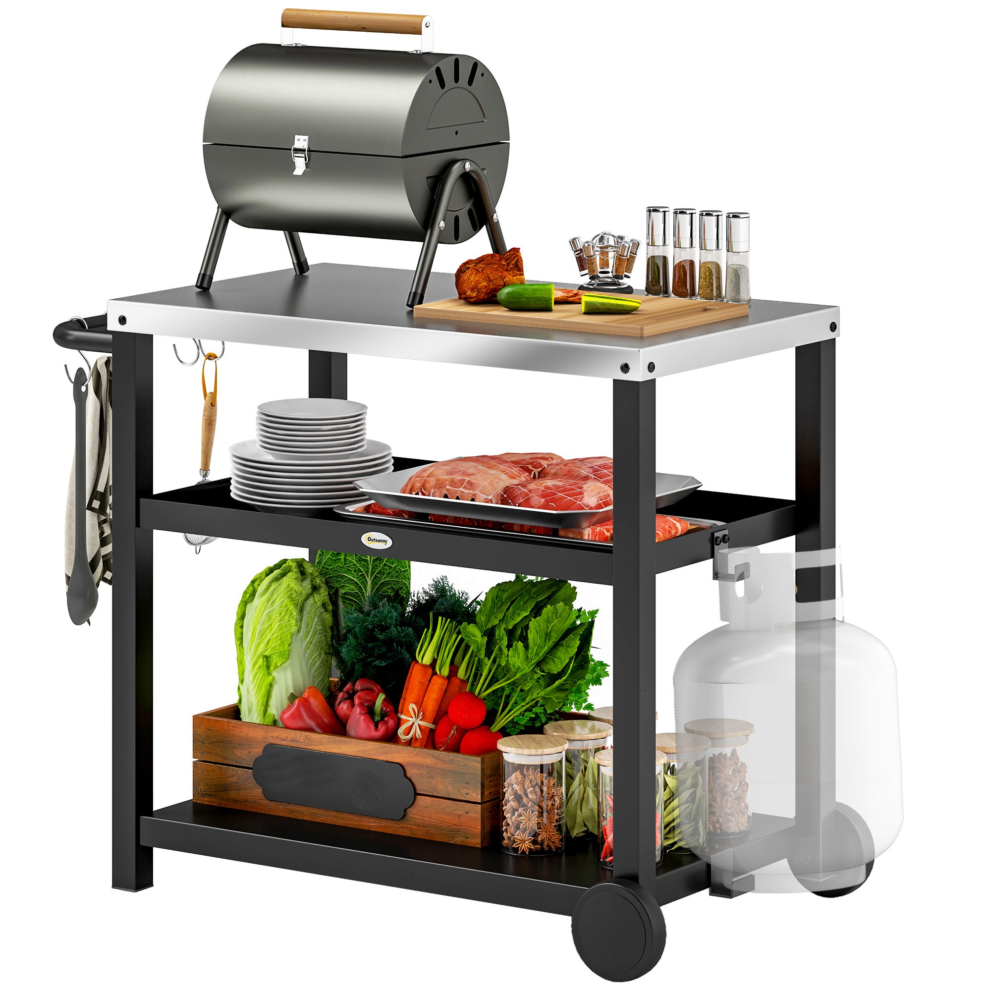Outdoor Grill Dining Cart