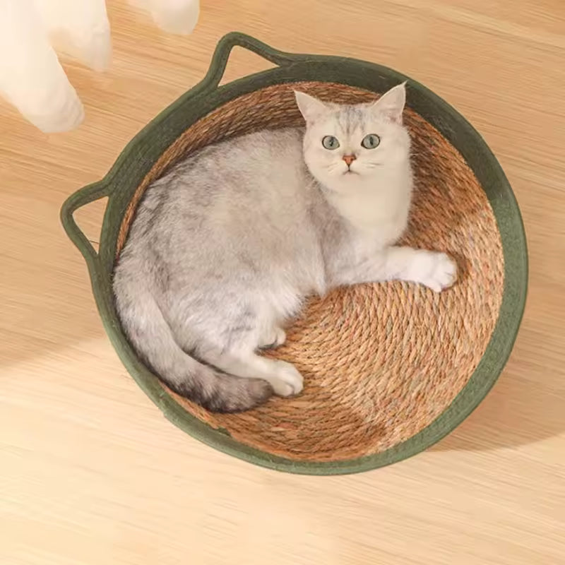 Circular Handwoven Vine Cat Bed