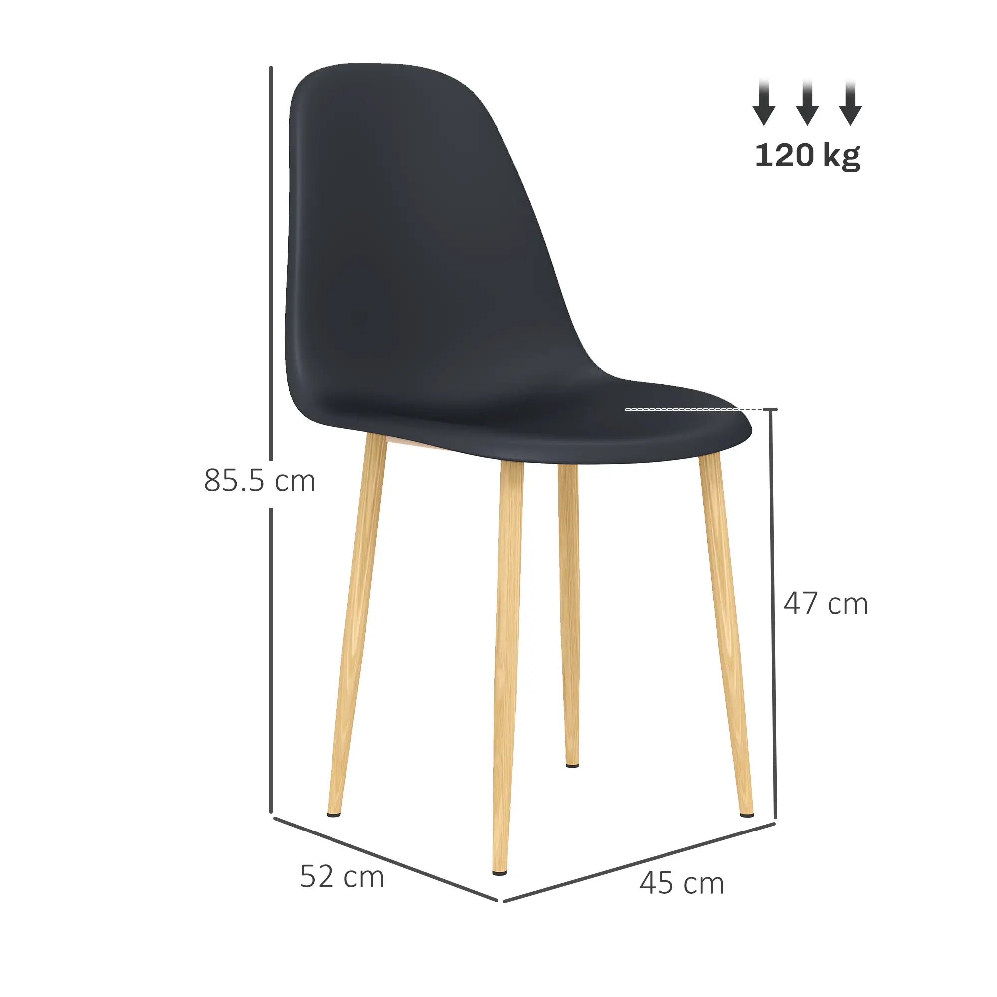 Modern Dining Chairs Set of 4 - Black