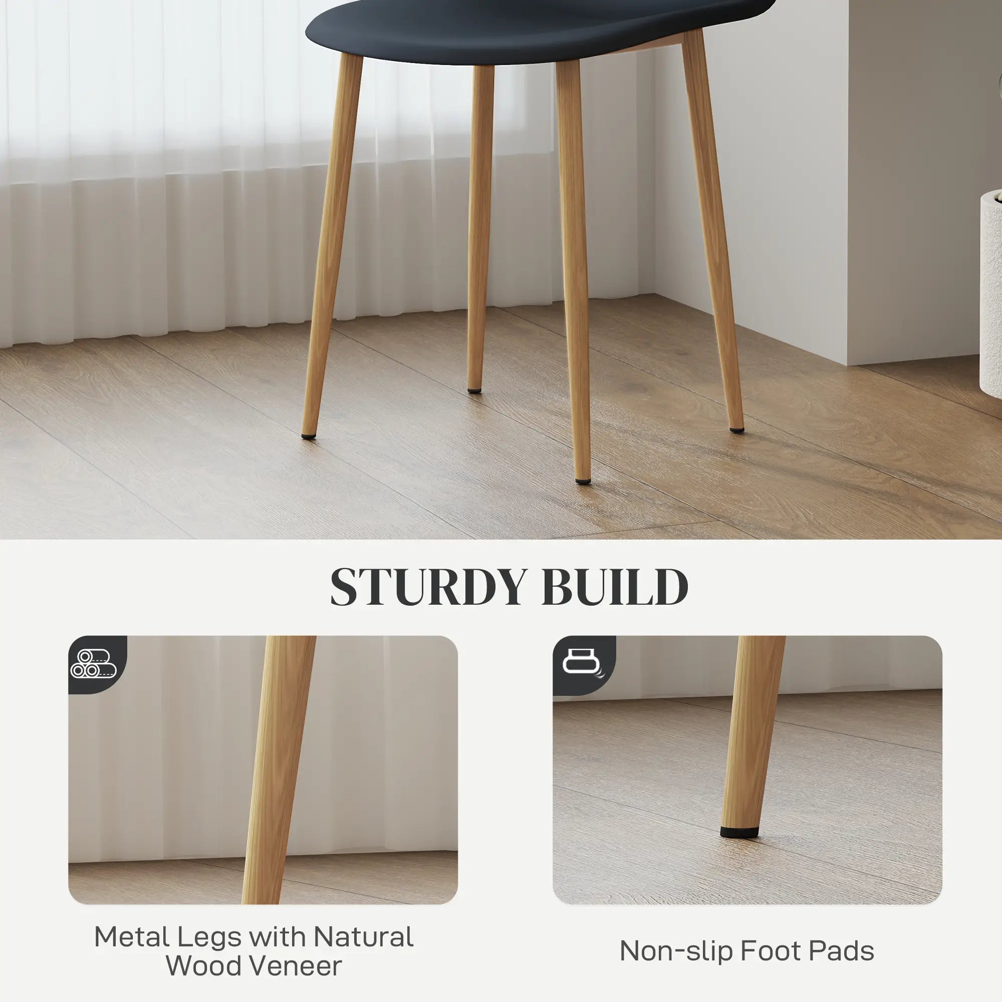 Modern Dining Chairs Set of 4 - Black