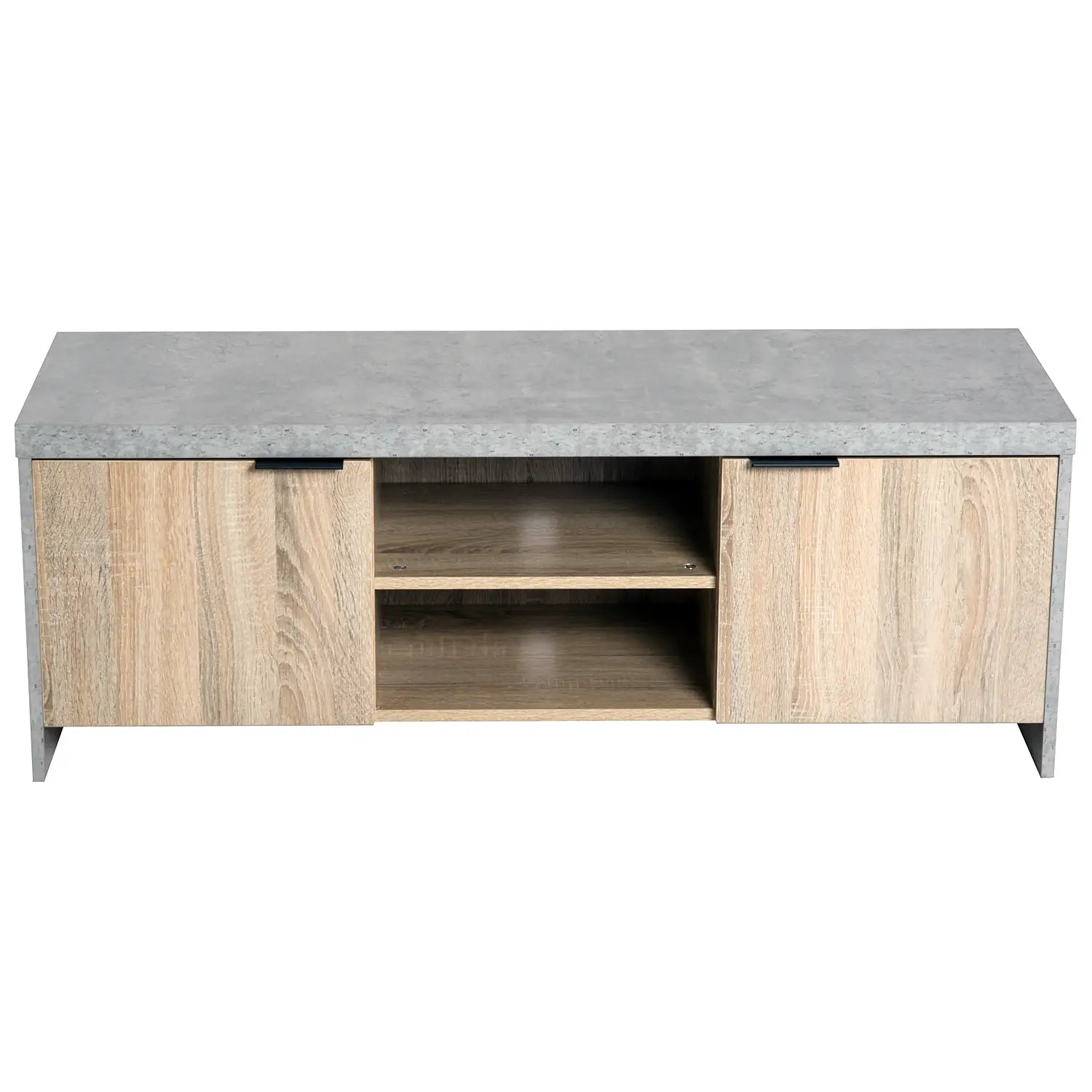 TV Stand for TVs up to 55" – Grey TV Unit with 2 Doors & Open Shelves, Modern Entertainment Cabinet (120cm)