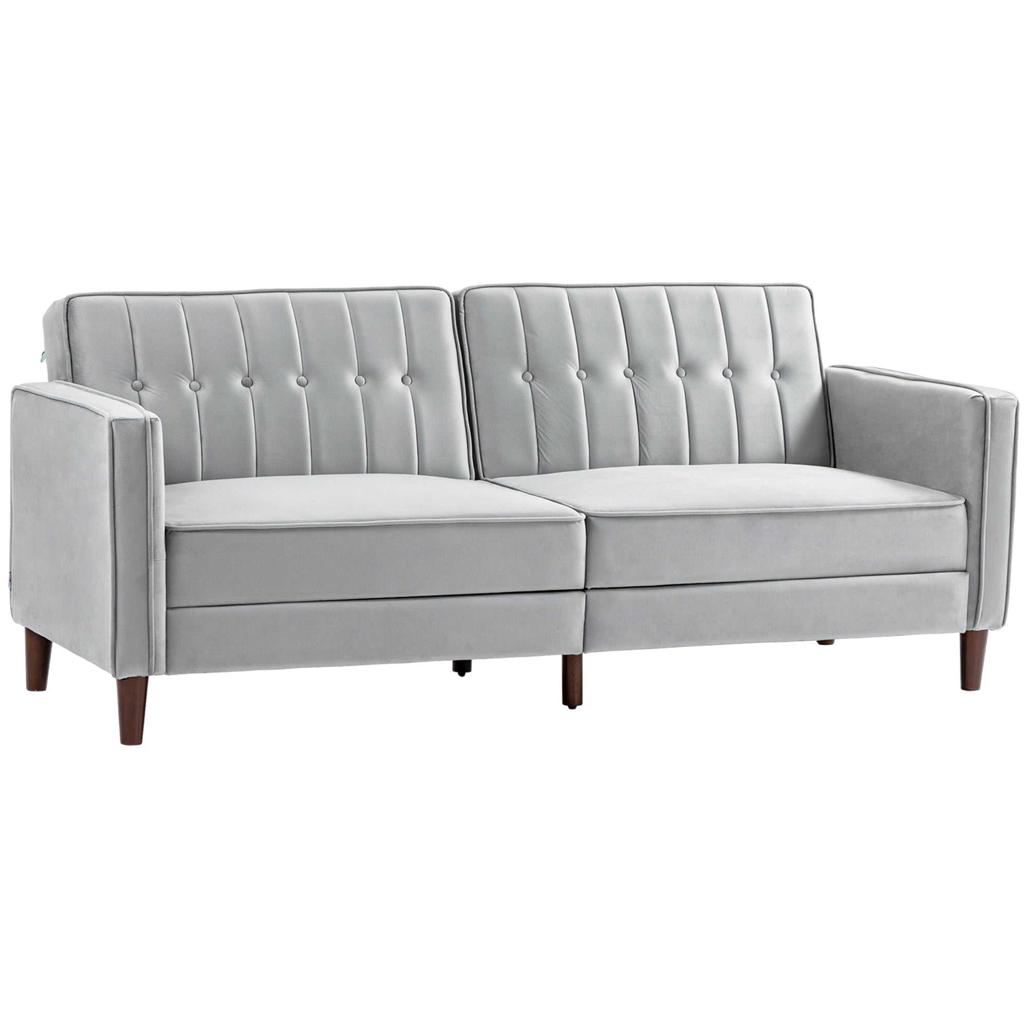 Modern Convertible Sofa Futon - Velvet-Touch Tufted Couch