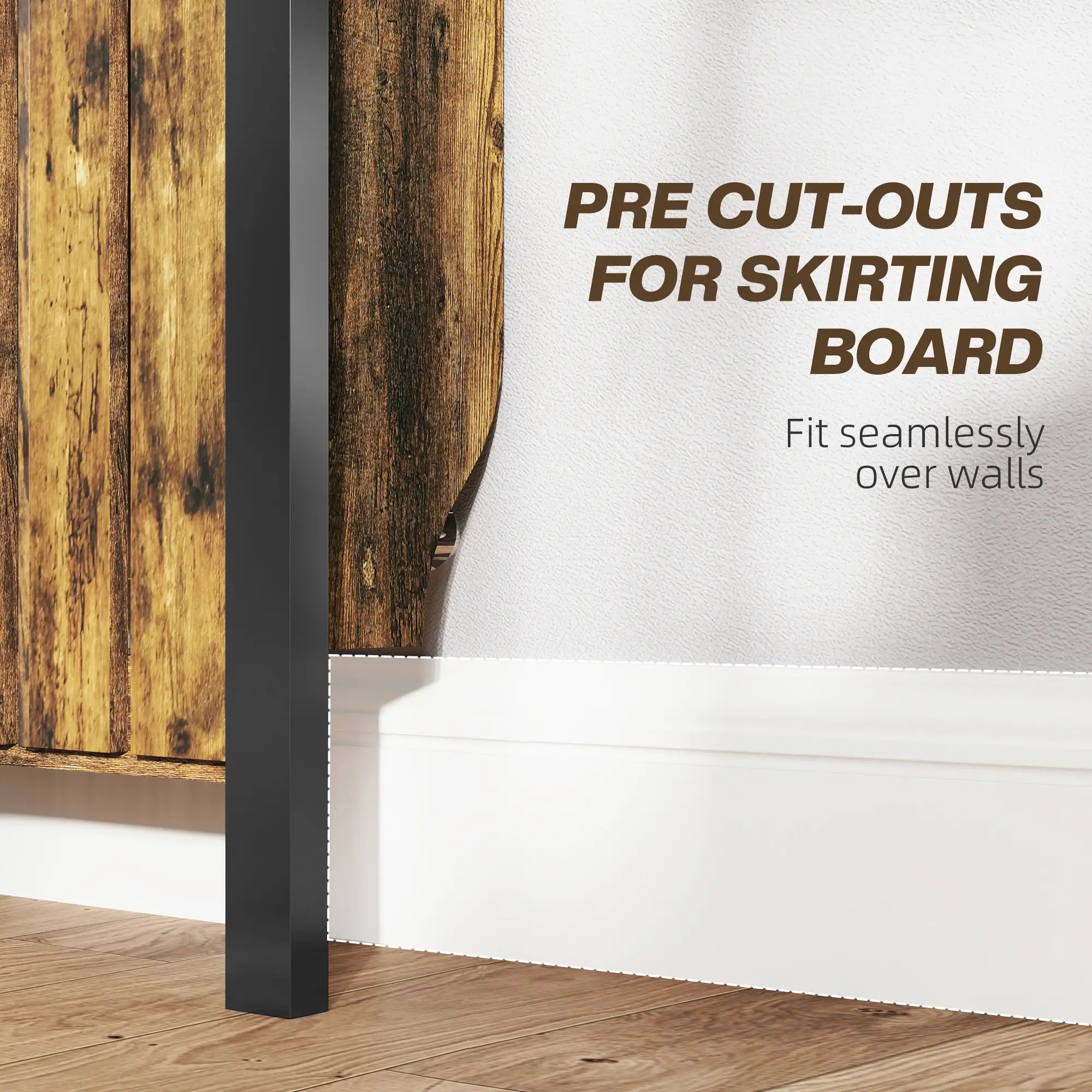 Rustic Radiator Cover with Drawer – Industrial MDF Heater Cover Cabinet, Brown & Black, 88.5 x 19 x 93 cm