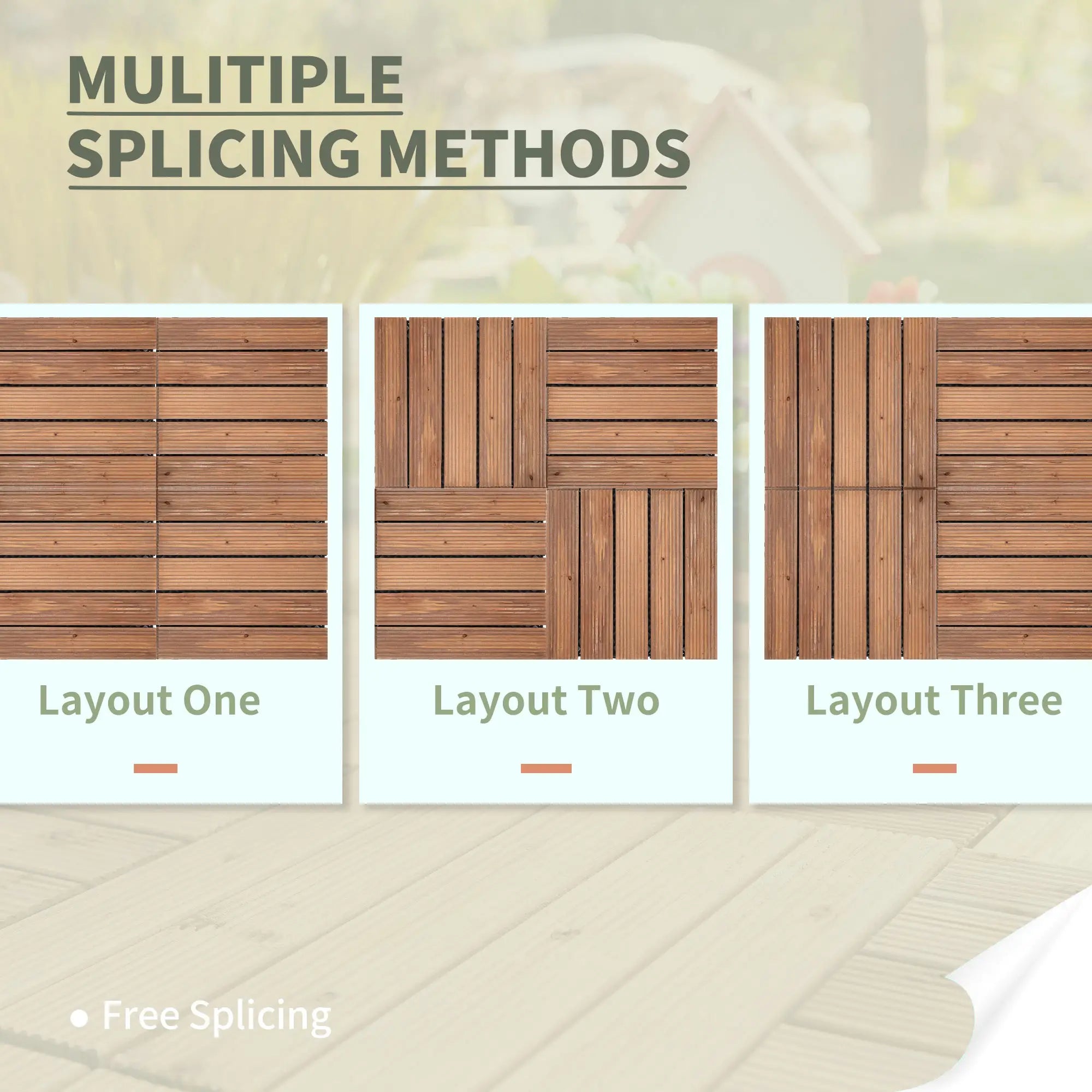 27 Pcs Solid Wood Interlocking Decking Tiles