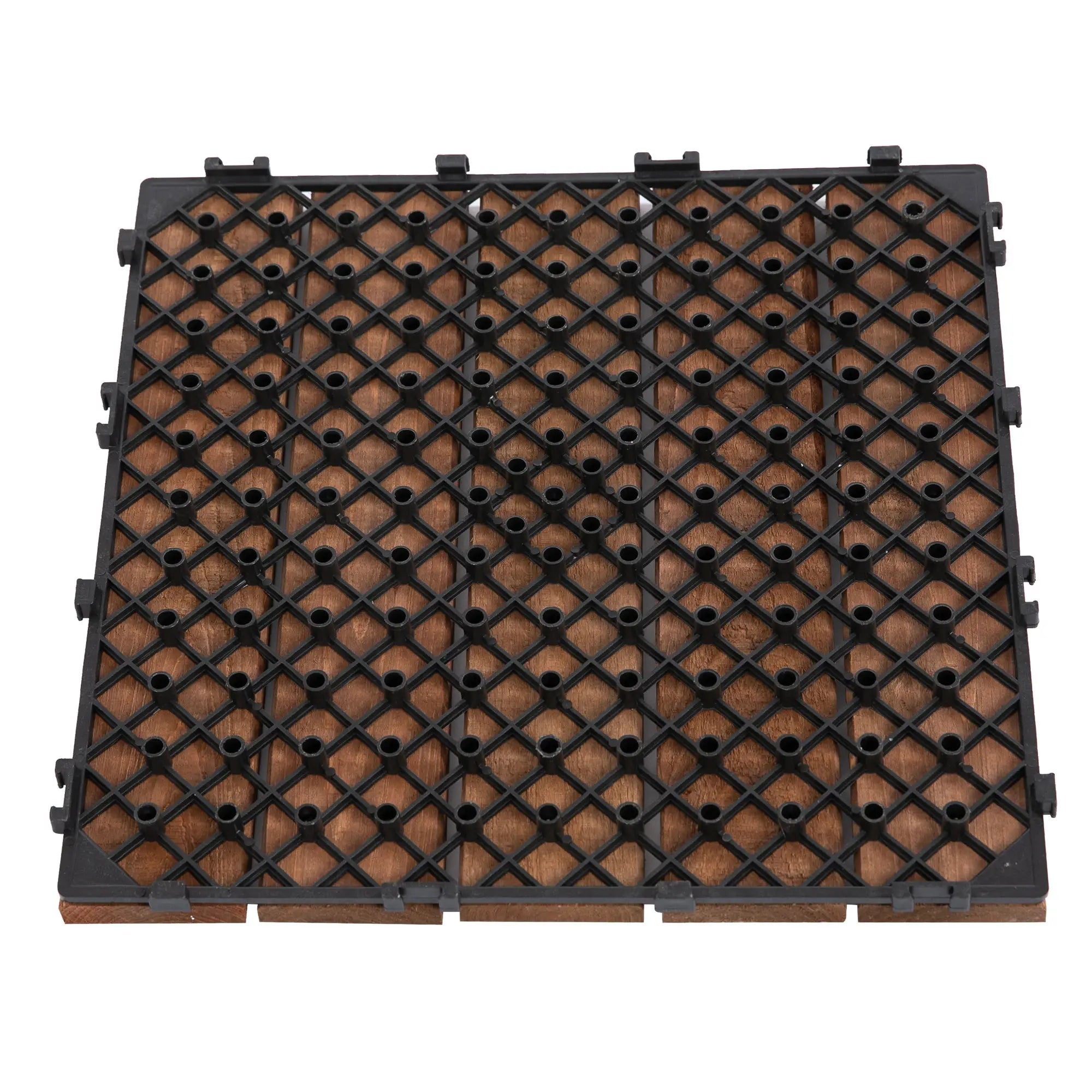 27 Pcs Solid Wood Interlocking Decking Tiles
