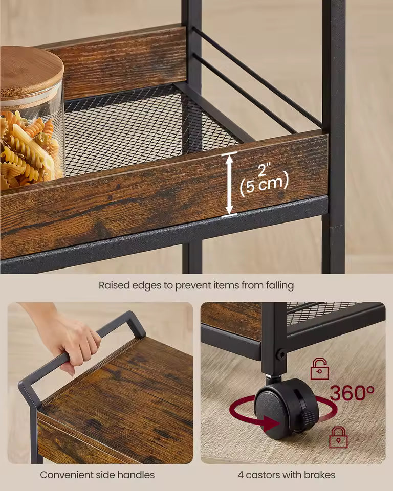 4-Tier Rolling Storage Trolley with Table Top