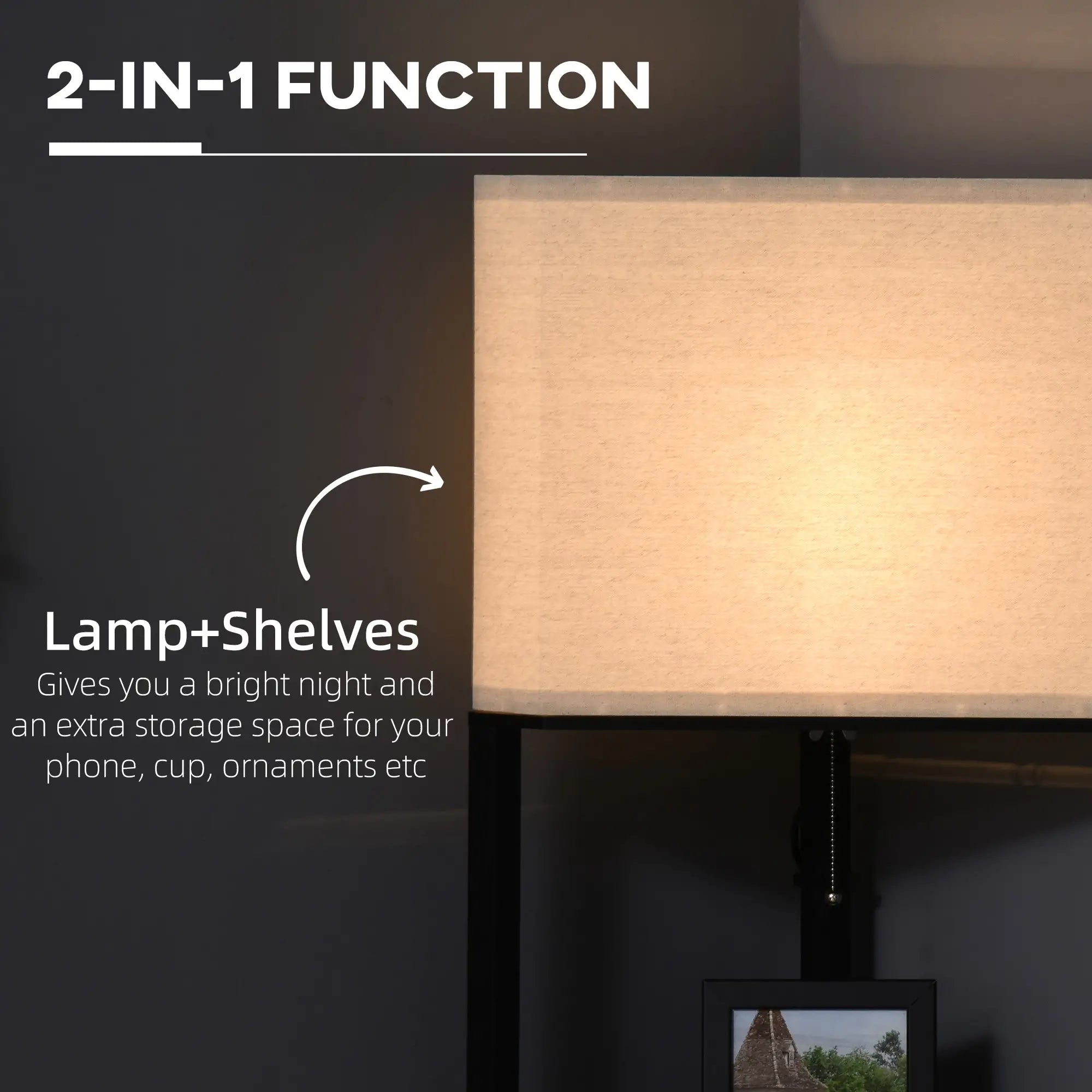 Corner Shelf Floor Lamp with Chain Switch