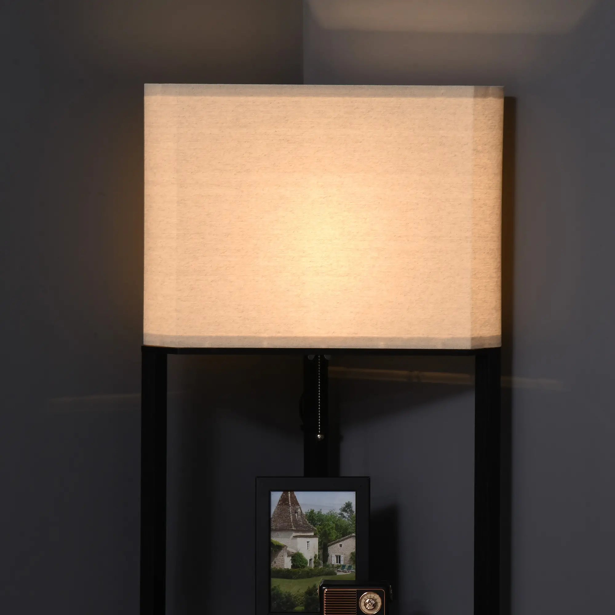 Corner Shelf Floor Lamp with Chain Switch
