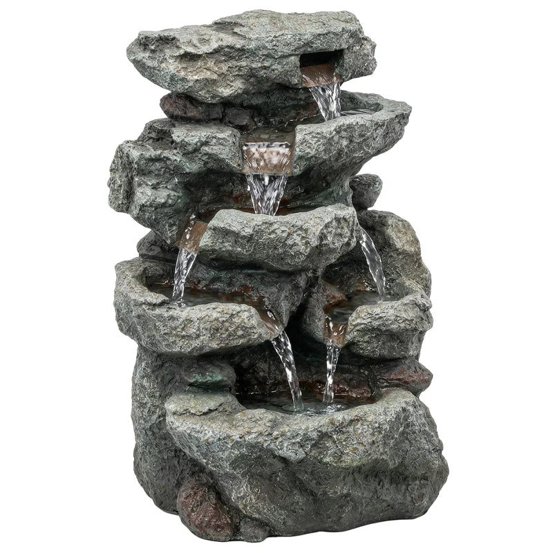 Outdoor Fountain with 6-Tier Rock Design